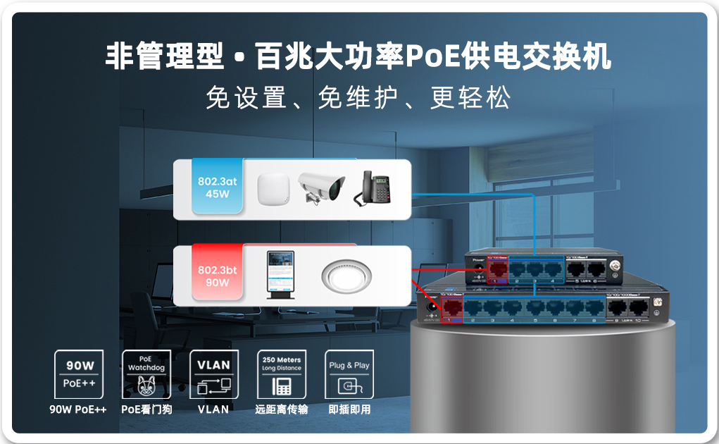 「新品上市」6/10口百兆大功率PoE交換機(jī)，一鍵撥碼免設(shè)置